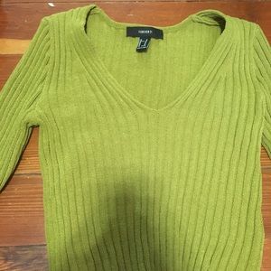 Green-Yellow Thick Crop Sweater